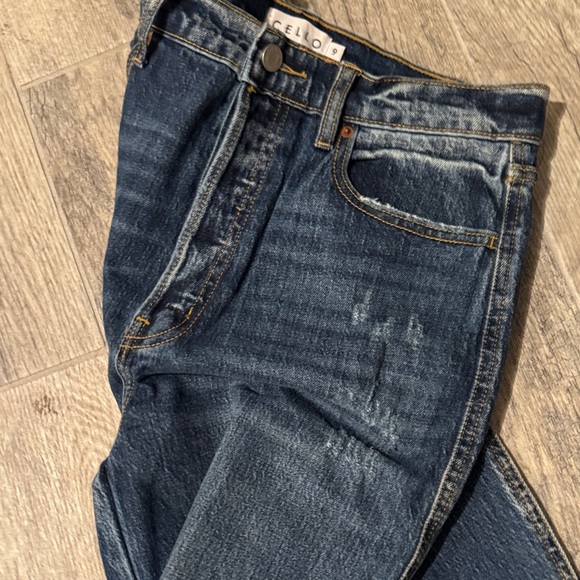 Cello Dark and Light Blue Two-Tone Wide Leg Jeans - Picture 6 of 9